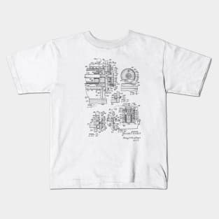 Card Printing Machine Vintage Patent Hand Drawing Kids T-Shirt